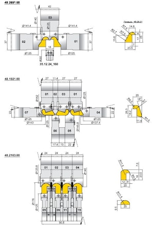 Комплект фрез для производства штапика на четырехстороннем станке ИБЕРУС-КИЕВ  
